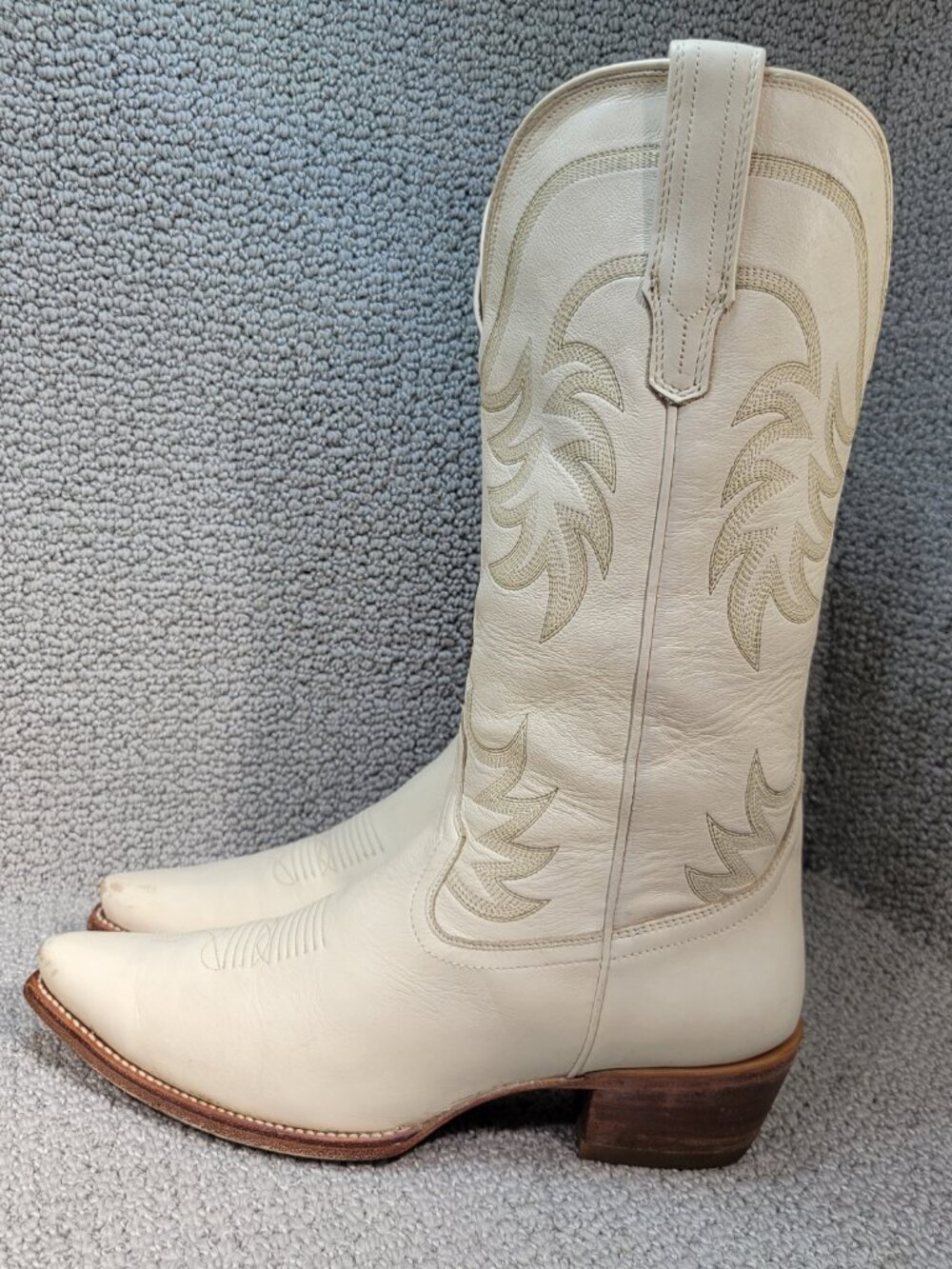 Tecovas The Annie Women's US Size 12B Bone Cowhide Pull on Cowgirl Boots